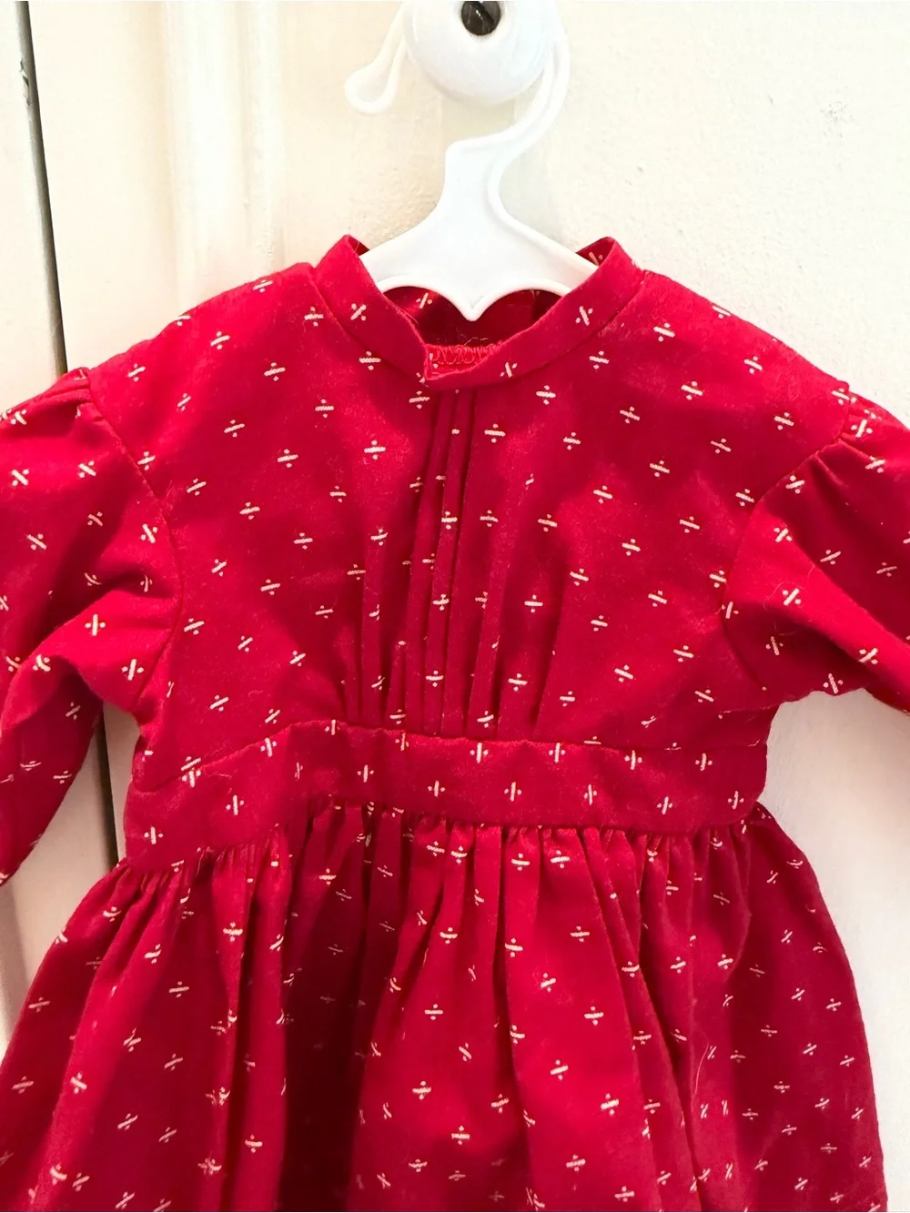 Pleasant Co Kristen School Red Doll Dress with Tiny Cross Print 1990